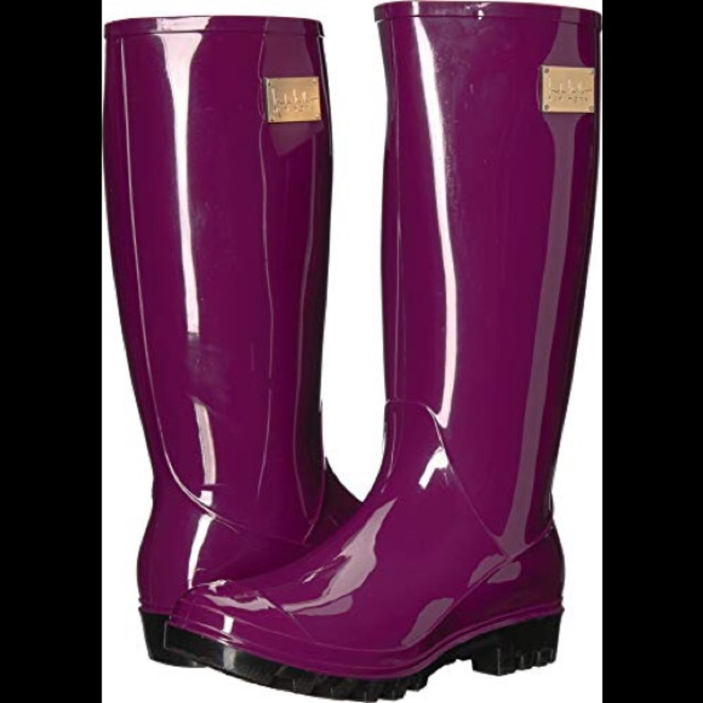 Nicole Miller Rainy Day Boots (Dark Plum) NIB